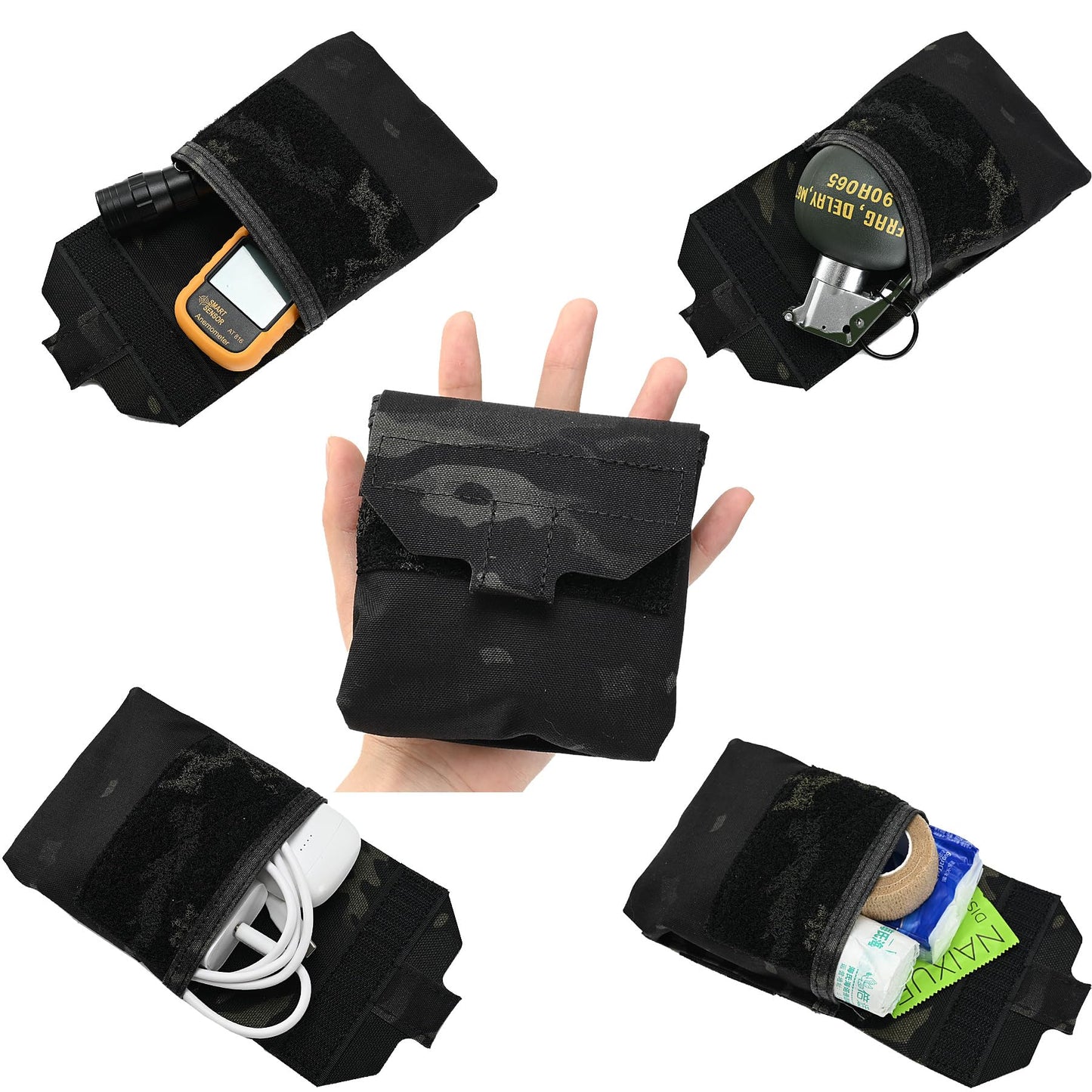 SABADO Tactical Mini Molle Utility Pouch Essential Medical IFAK Pouch General Purpose Micro GP Pouch Flashlight Earplug Holder EDC Gear