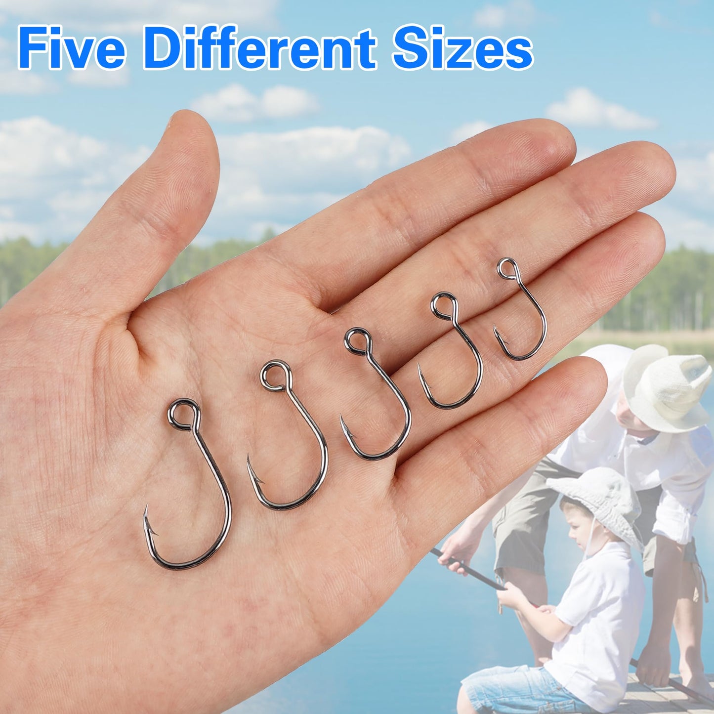 Inline Single Hooks Kits,Single Replacement Fishing Hooks for Lure Plugs Baits High Carbon Steel Inline Circle Hooks Large Eyes Saltwater&Freshwater 50PCS