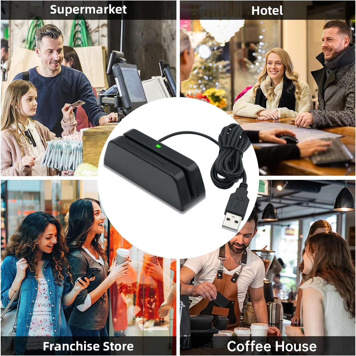 MSR123 Magnetic Stripe Swiper Reader Magstripe Credit Card Reader 3 Track for Quickbooks Online POS System Cashier Registry Cash Register
