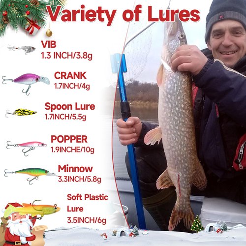 Cestluck Fishing Advent Calendar 2025 Adult Teen, 24 Days Fishing Lure Advent Calendar for Fisher Men Boys, Fishing Tackle, Xmas Christmas Countdown Surprise Gift for Father Grandpa Brother Boyfriend