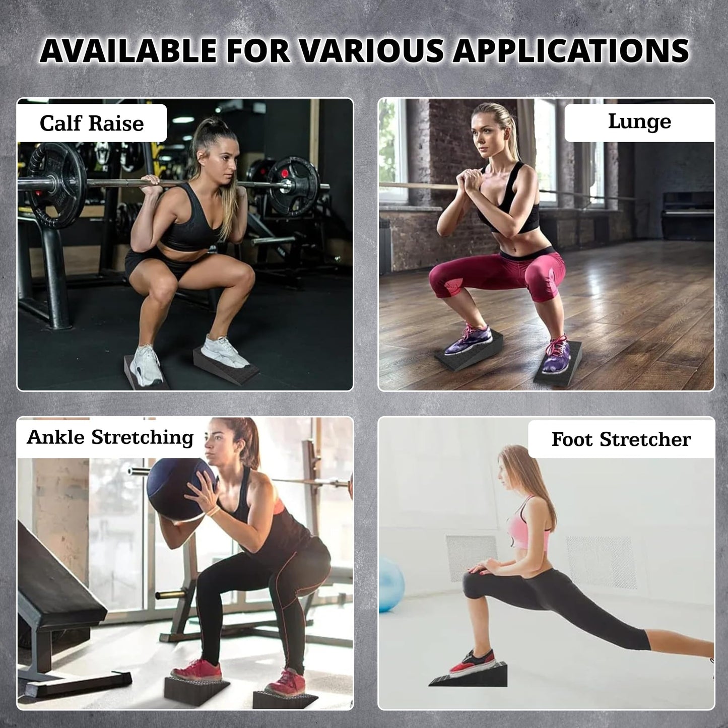 2 Pcs Versatile Squat Wedge Block for Heel Elevated Squat, Heavy-Duty Calf Stretcher Slant Board to Enhance Mobility, Balance & Strength Performance