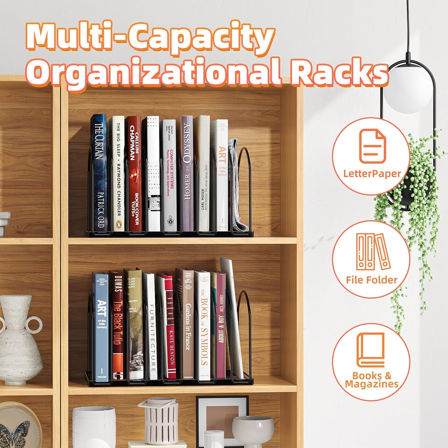 Simple Trending 9 Section Metal File Sorter Organizer for Desk, Vertical File Folder Stand for Home Office, Black