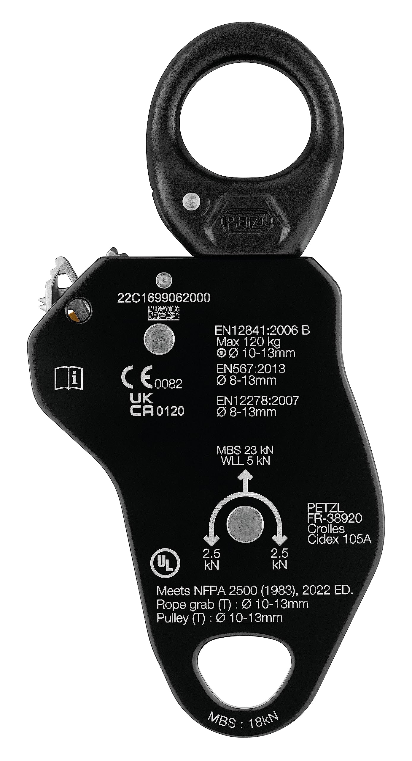 Petzl, Pro Traxion, High Efficiency Progress Capture Pulley with Swivel.