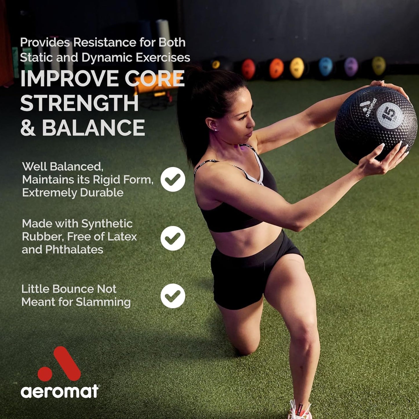 Aeromat Extreme Elite Medicine Balls for Exercise - 10" Diameter Workout Ball, Weighted Balls for Exercise, Weight Ball, Color-Coded Med Balls