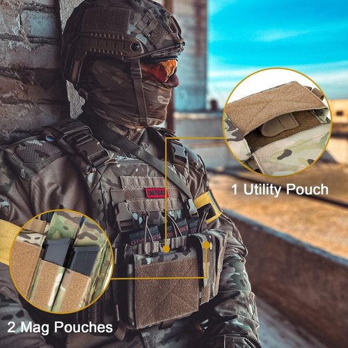 BOMTURN Mag Pouch 5.56/7.62/5.45 Quick Release Magazine Holder Insert with Utility Pouch Tactical Placard for AK/AR Men