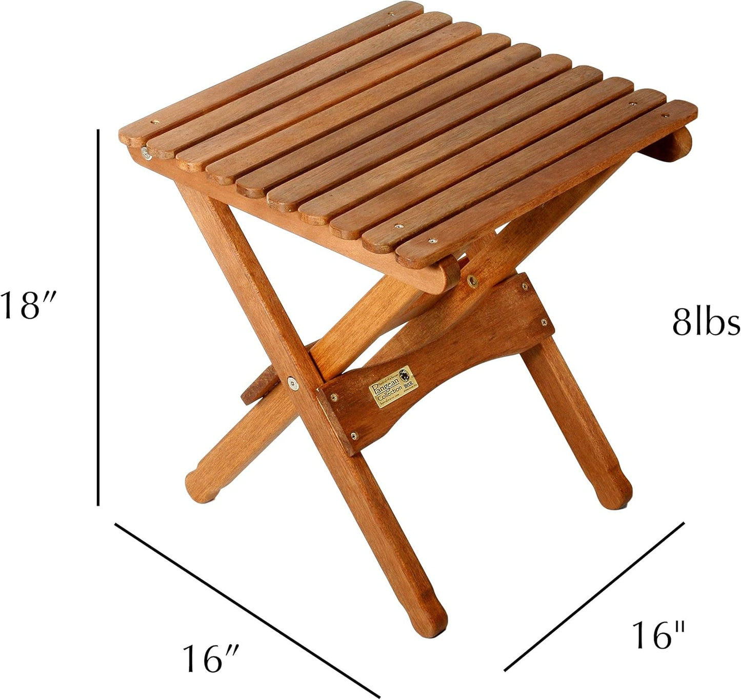 BYER OF MAINE - Pangean Folding Wooden Table, Hardwood Portable Table for Deck, or Camping, Use Indoors or Outdoors - 18" H x 16" W x 16" D
