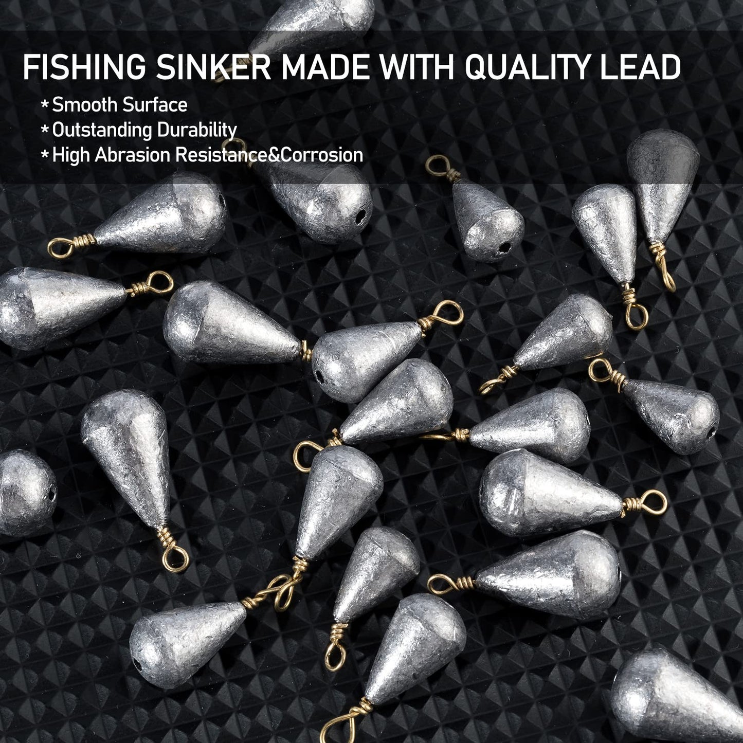 Dr.Fish 30 Pack Bass Casting Sinker Bell Fishing Lead Weights Drop Shot Weights Freshwater Tear Drop Sinkers 1oz