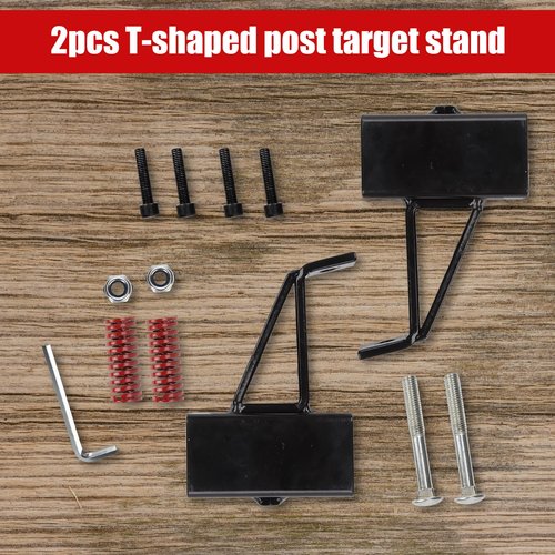 PEUTIER 4pcs Steel Target Hangers, T Post Target Hanger Adjustable Height AR500 Steel Target Stand Shooting Target Stand Base Gong Target Conversion Adapter for Shooting Hunting