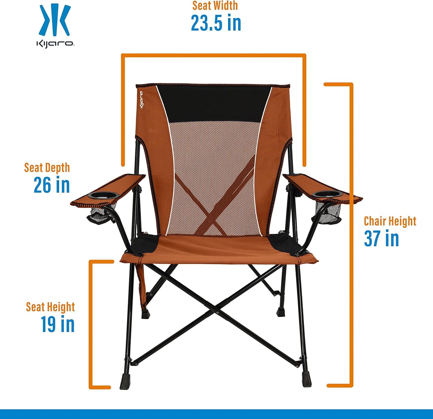 Kijaro Portable Camping Chairs - Enjoy the Outdoors with a Versatile Folding Sports Chair for Outdoor & Lawn - Dual Lock Feature Locks Position – Hallet Peak Gray