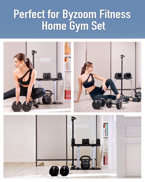 BYZOOM FITNESS Adjustable Dumbbell Stand Rack Holder Weight Training Fitness Exercise for Home Gym Woman Beginner Black