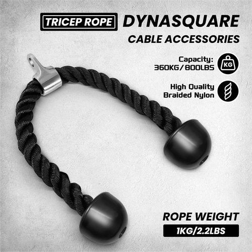 DYNASQUARE Tricep Press Down Cable Machine Attachment, Heavy Duty Solid Steel Body Training LAT Pulldown Home Gym Accessories, Double D Row Handle, V Bar, Ankle Straps, Tricep Rope, Pull Down Bar