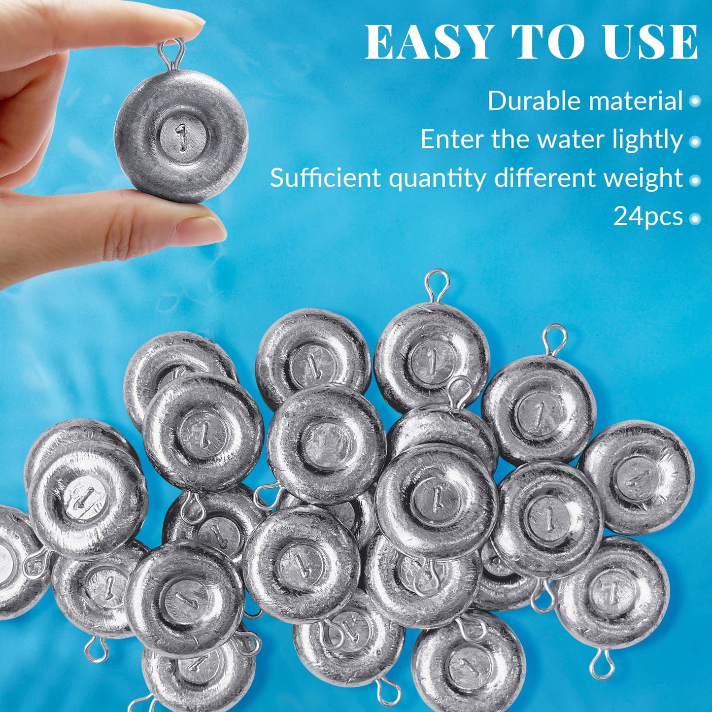 24pcs Sinkers Fishing Weights Coin Disc Sinker Fishing Sinkers Weights for Saltwater Trolling Catfishing Weight Sinker Fishing Tackle Gear (A-1oz-24pack)