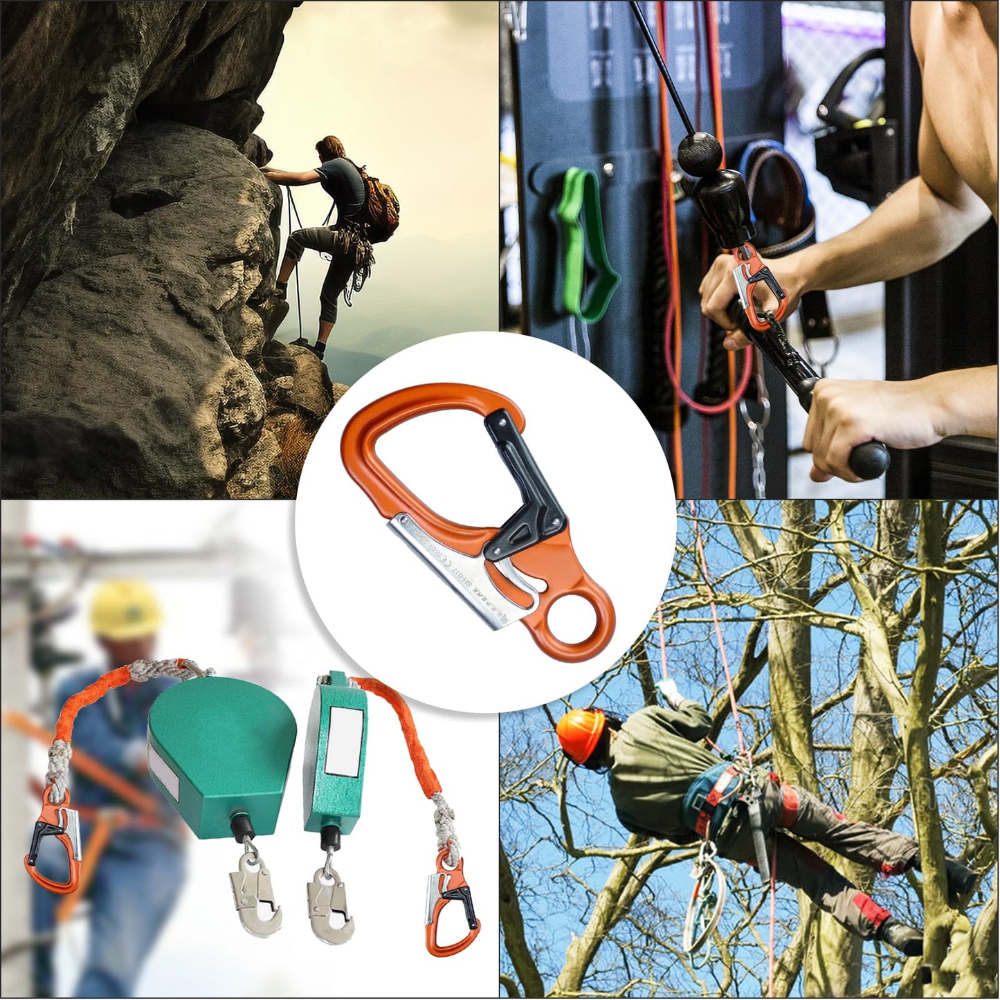 S.E.PEAK 25kN Aluminum Snap Hook, Lightweight Double Lock Captive Eye Forged Hook Clip, Rescue Gear Equipment for Climbing, Tree Work