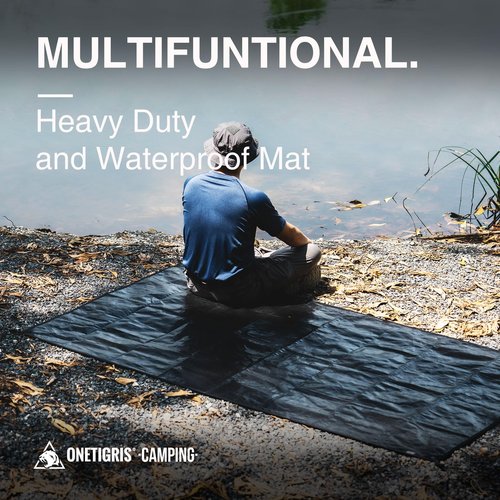 ONETIGRIS Waterproof Heavy Duty Mat, Moisture-Proof Tent Footprint Durable Multifuntional for Camping Backpacking, Black 80" x49“