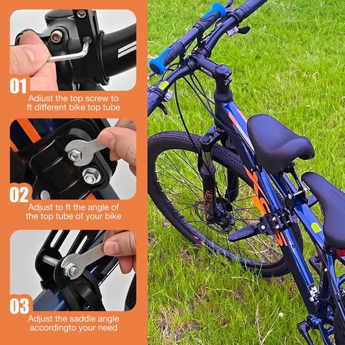 Auwey Kids Bike Seat Child Bike Seat Front Mount Toddler Bike Seat for 2-5 Years Child Bicycle Seats with Foot Pedals Compatible with All Adult Mountain Bikes