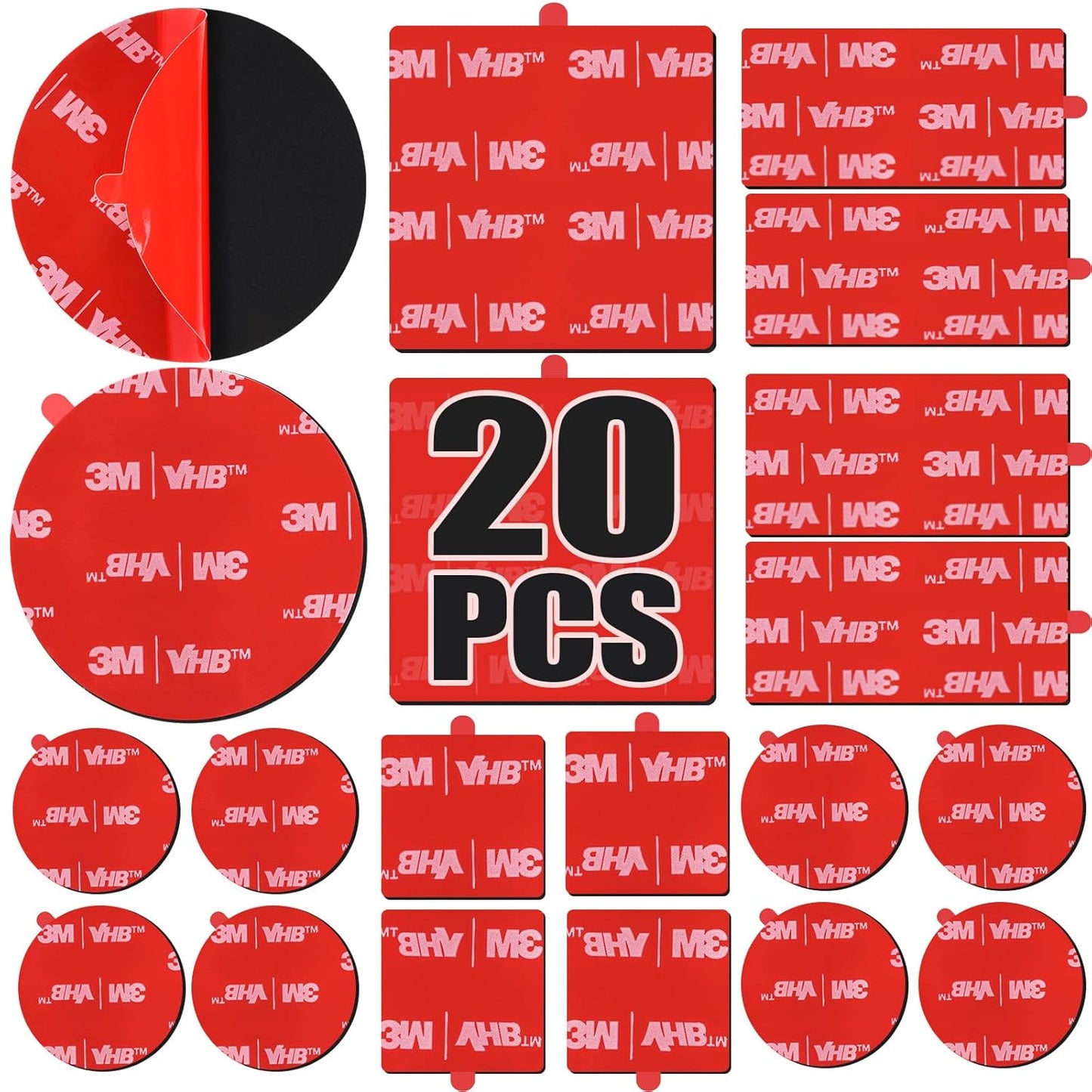 16 Pack 3M VHB 5952 Foam Tape, Double-Sided Heavy Duty Mounting Tape โ 1 Inch & 2 Inch, Square, Rectangle & Round Shapes, Waterproof & Heat Resistant, for Car, Home Decor & Outdoor Use