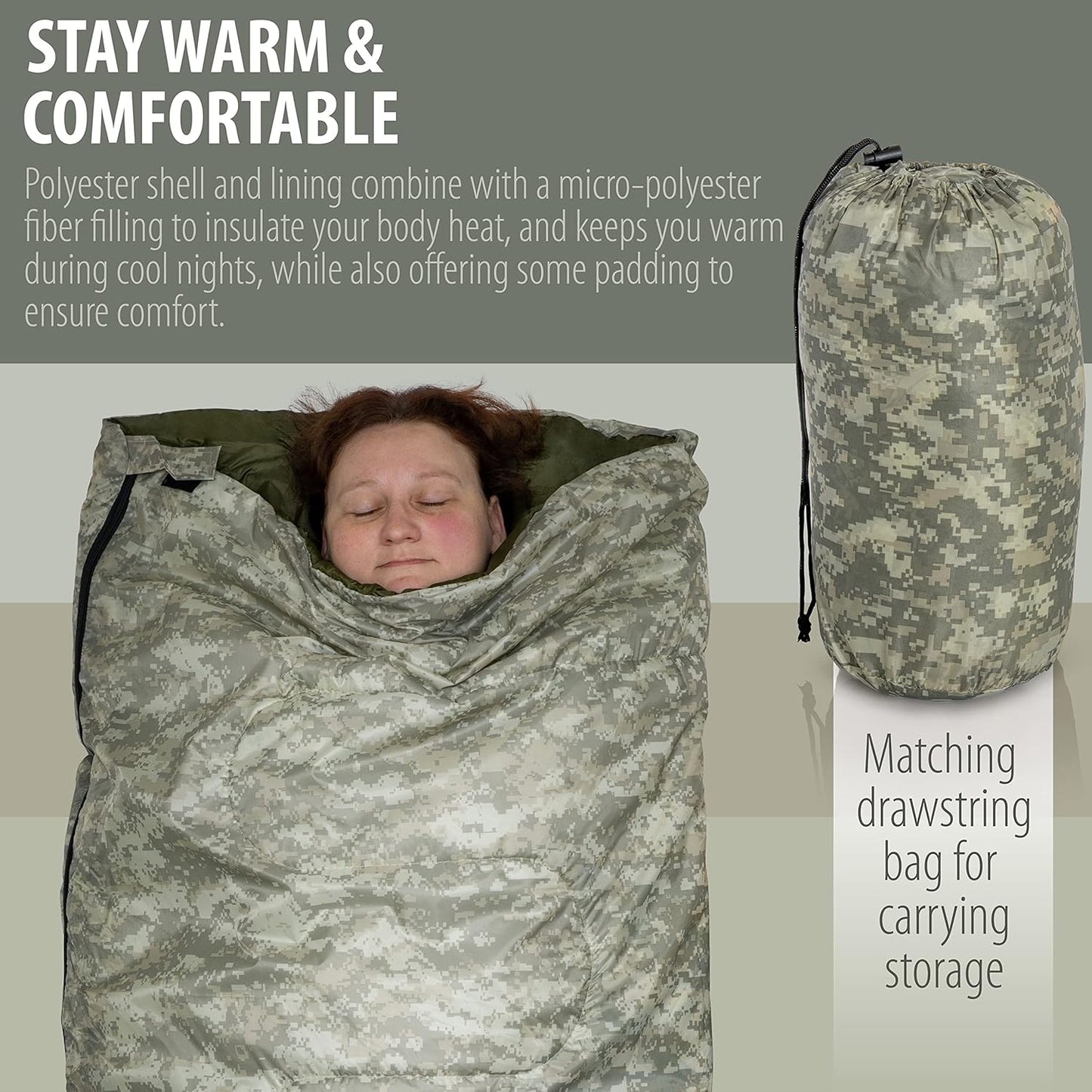Maxam Sleeping Bag, 28 x 73", Olive Drab