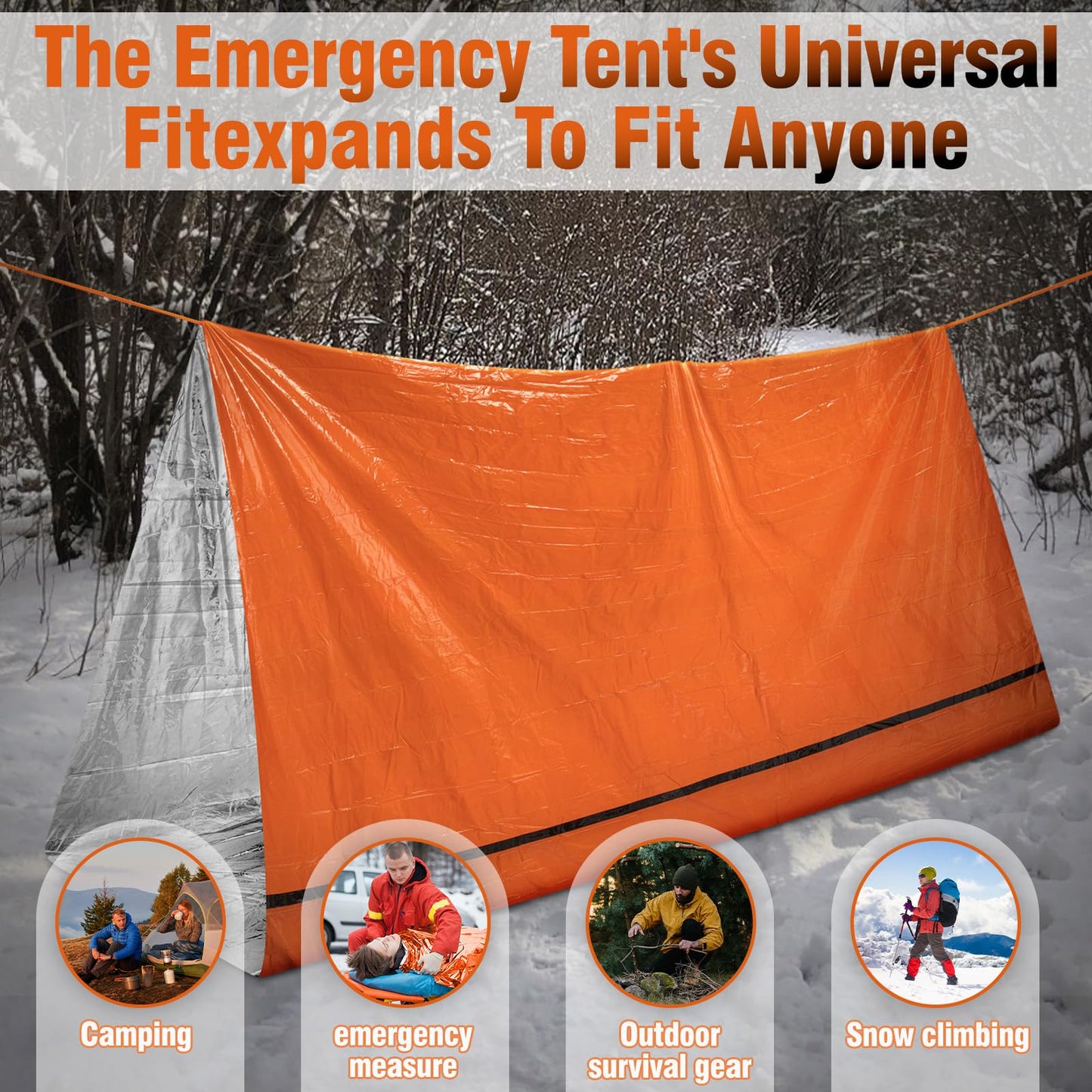 Kilihot Emergency Tent Shelter 2 Person Emergency Survival Life Pocket Tent Waterproof and Windproof for Camping Hiking Outdoor Activities