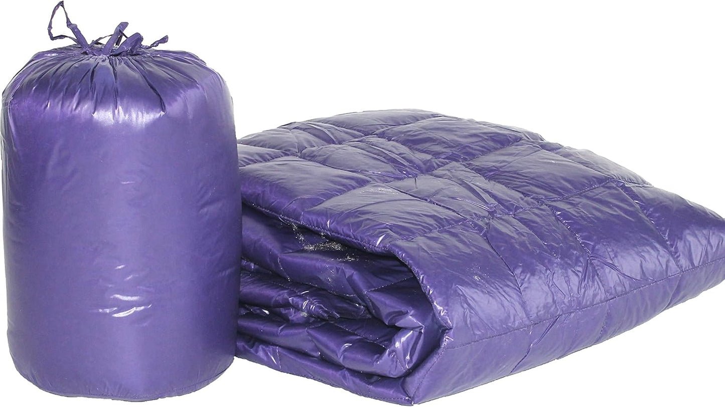 PUFF 50" x 70" High Loft Down Indoor/Outdoor Water Resistant Throw with Extra Strong Nylon Cover, Purple