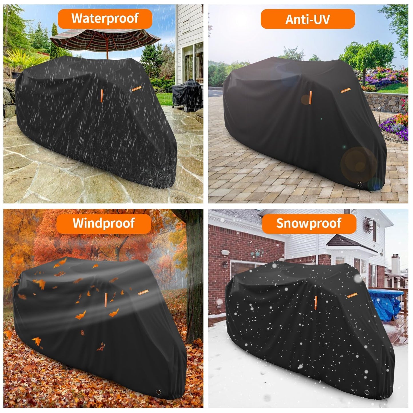 AKEfit Adult Tricycle Cover Electric Tricycle Covers, Bike Covers Outdoor Storage Waterproof, Dustproof Bicycle Cover, Windproof Recumbent Trike Cover Black