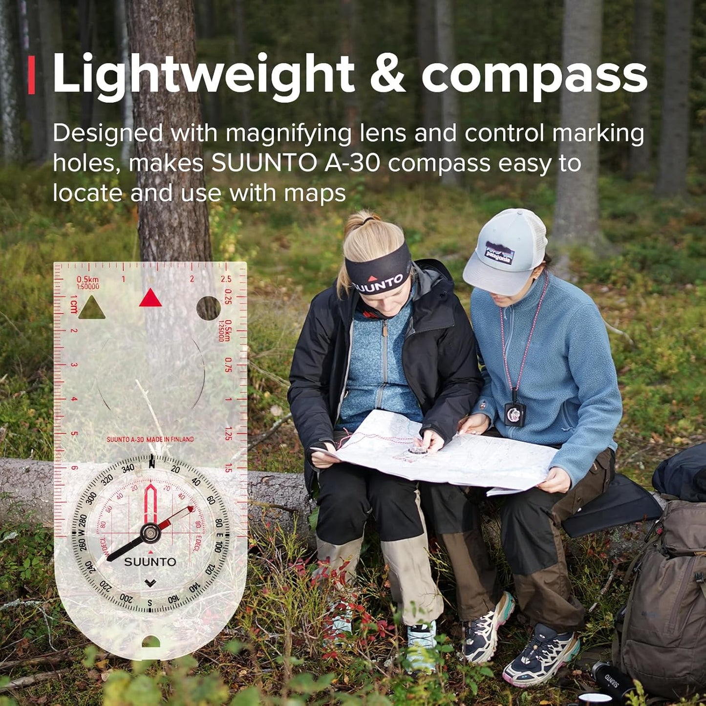 SUUNTO A-30 Compass: Compact, hiking compass with luminous markings in low light