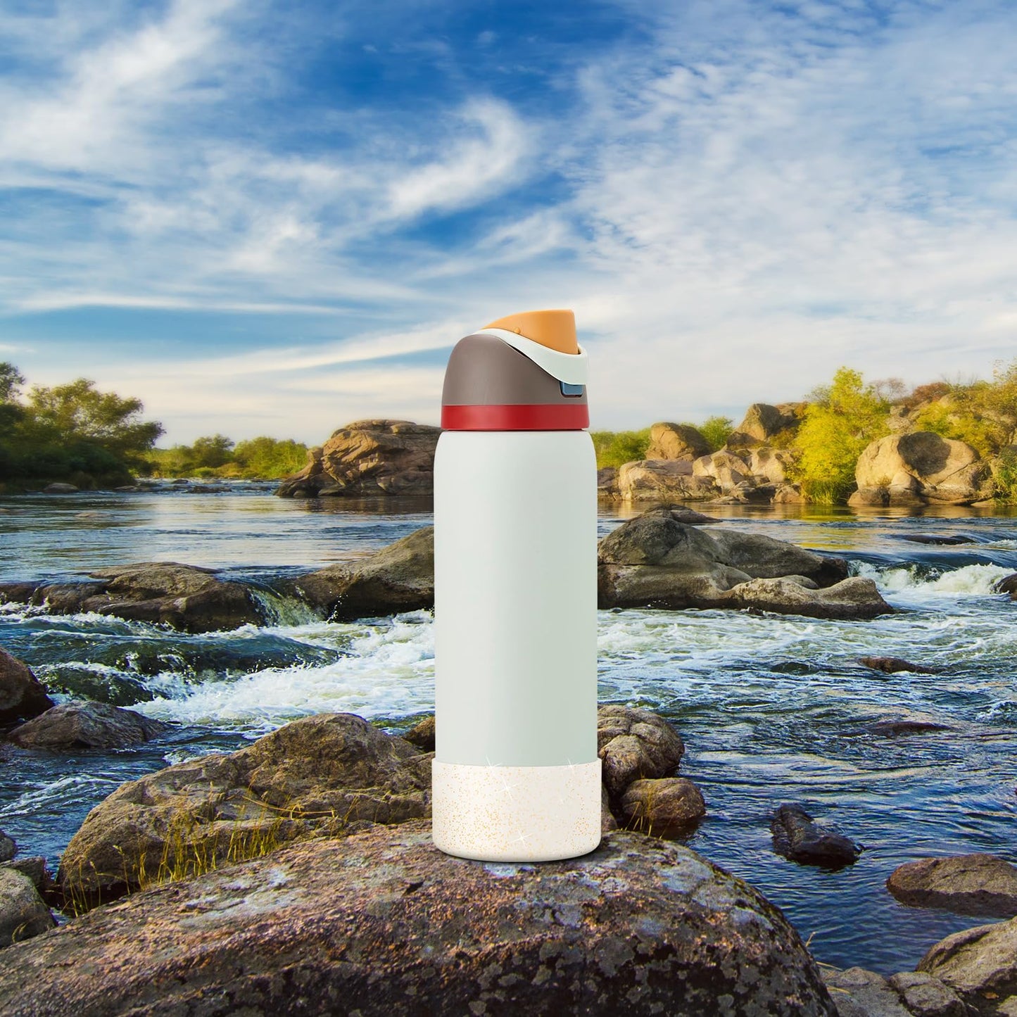 2 PCS Glitter Silicone Boot for Owala Water Bottle 32 oz, Anti-Slip Protective Sleeve for FreeSip/Twist/Flip Stainless Steel Water Bottles Accessories