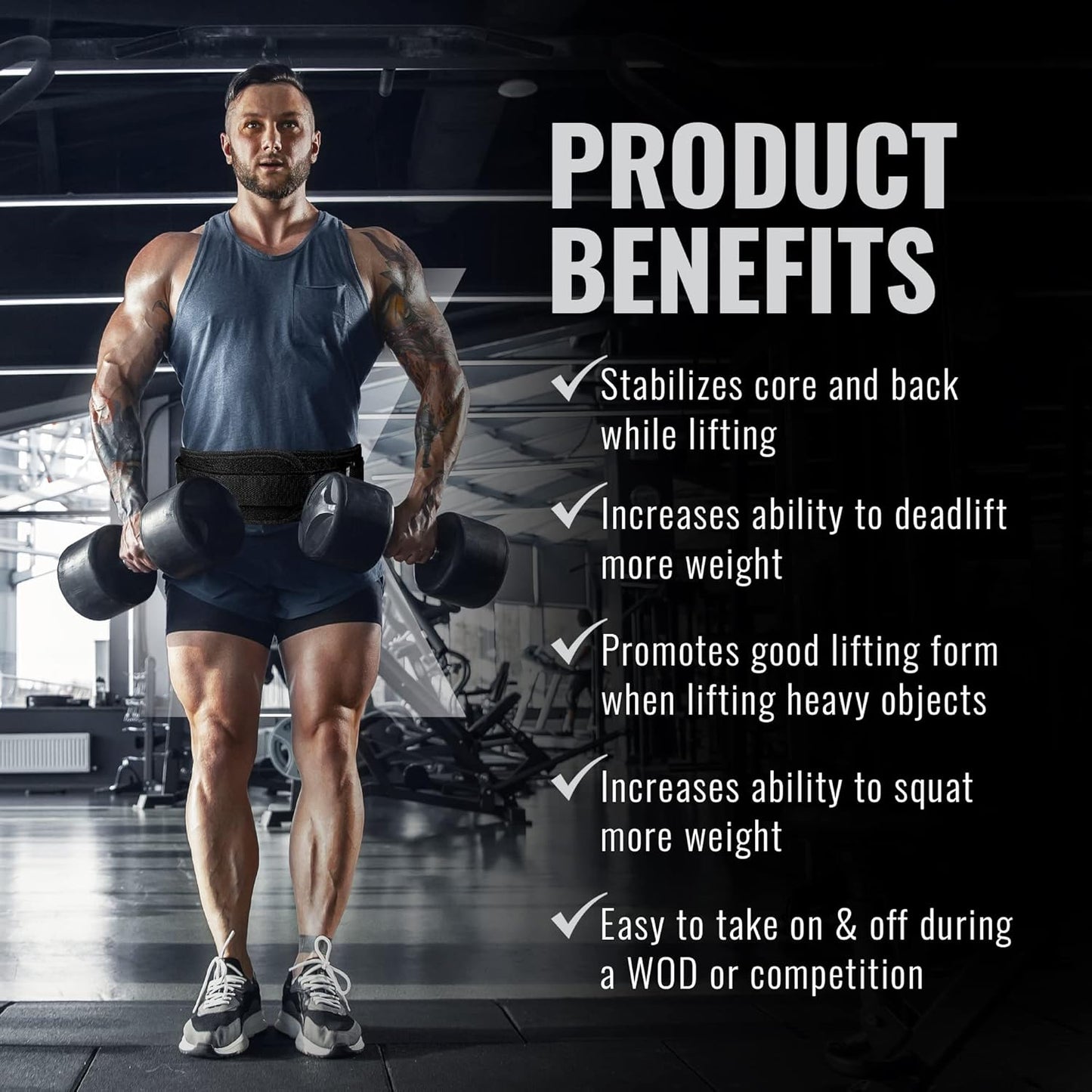 Weight Lifting Belt for Men and Women, 6 Inch, Bodybuilding & Fitness Back Support for Cross Training Workout, Squats, Lunges