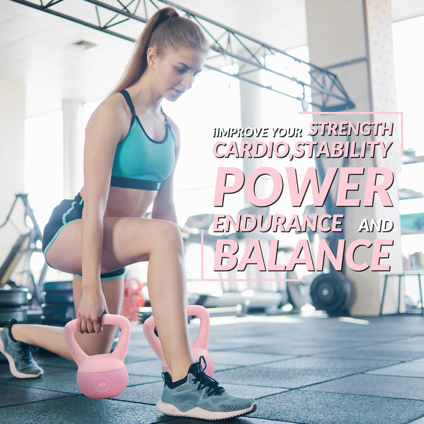 Fitvids Soft Kettlebells - Sea and Iron Sand Filled Weights for Women and Men - Color Coded Soft Vinyl Kettlebells, 5-Pound