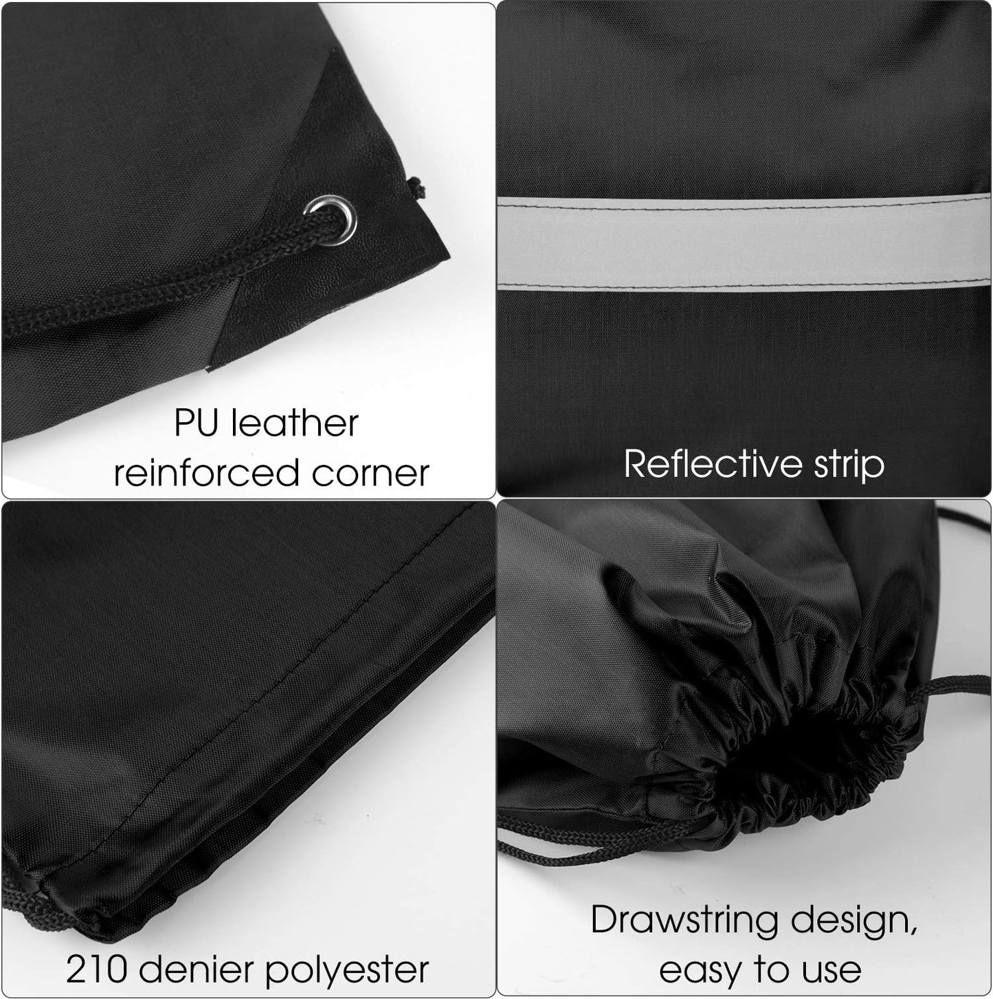 KUUQA 15 Pack Drawstring Backpack Bag Bulk Reflective Backpack String Bags Cinch Sack Backpack for Team Yoga Sport Gym Traveling