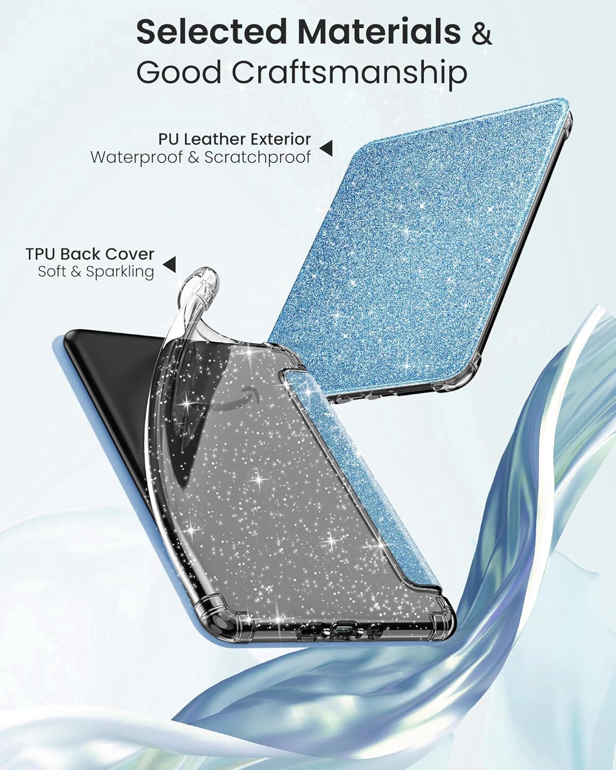MoKo Case for All-New 7" Kindle Paperwhite 2024 12th Gen&Kindle Colorsoft Signature Edition 2024,Ultra Clear Soft Flexible Glitter TPU Back Cover Light Shell with Auto Wake/Sleep, Glitter Purple