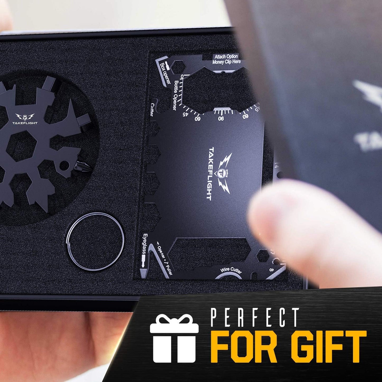 Valentines Day Gift For Him, TF TakeFlight Tactical EDC Credit Card Multitool Gifts Set, Ultimate Multi Tool Pocket Gadgets for Men, Snowflake Screwdriver, Wallet Survival Gear, Durable TactileCard