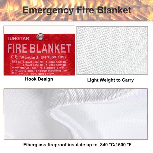 TUNGTAR Emergency Fire Blanket Fiberglass Fireproof Blankets - Essential Camping Safety Gear for Home and Kitchen - Protect Your Loved Ones(2 Pack)