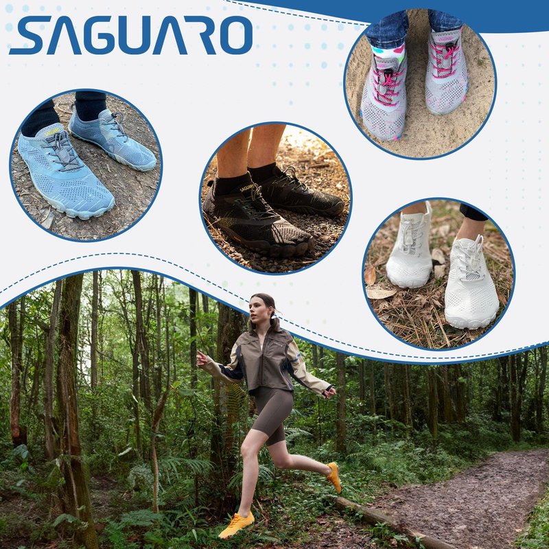 SAGUARO Barefoot Shoes Women Wide Toe Box Trail Running Shoe Womens for Walking Gym Training Sneakers Size 6.5 Women/4.5 Men