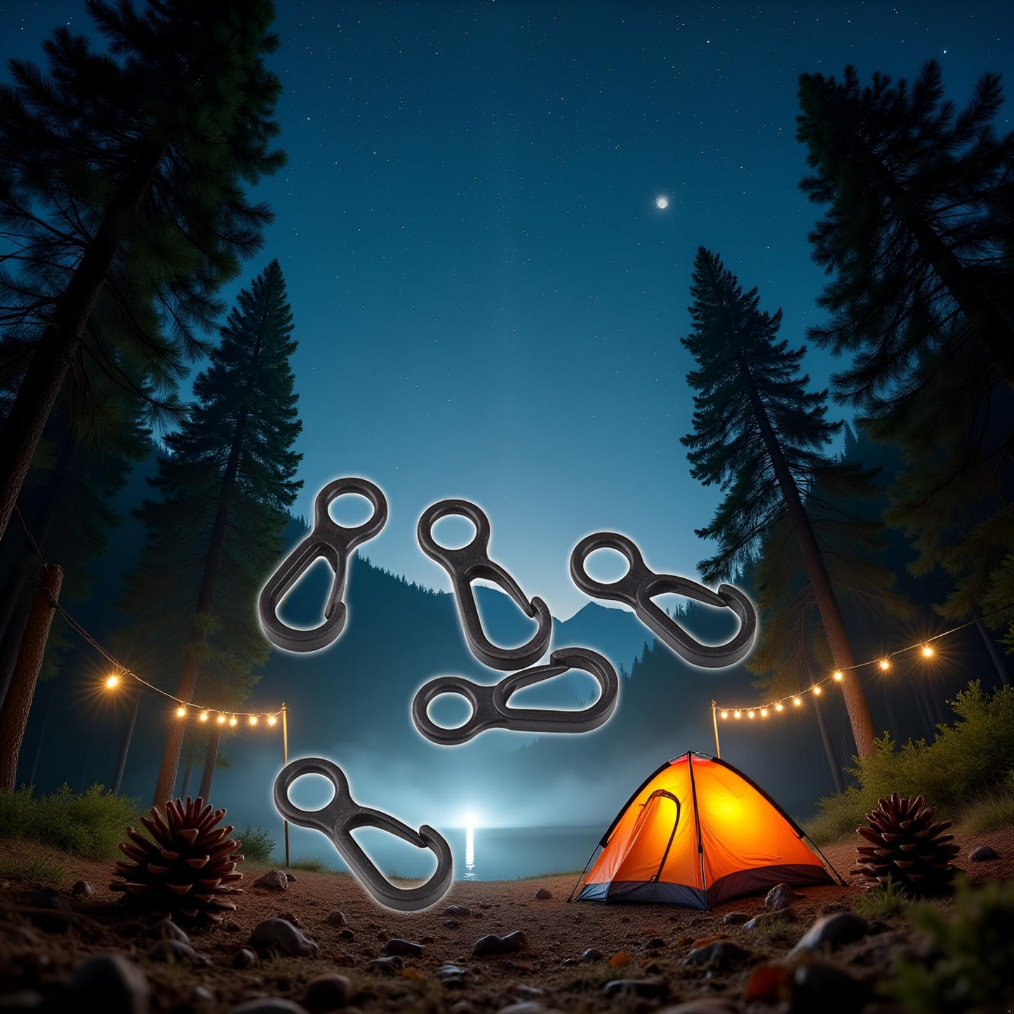 10pcs/Set Black Clip Hooks Outdoor Camping Light Accessories Camping Fixed Canopy Tools Hiking Plastic Tent Hooks Tarp Black Plastic Snap Hooks Small Tent Hooks for Lights Hanging to Canopy Heavy