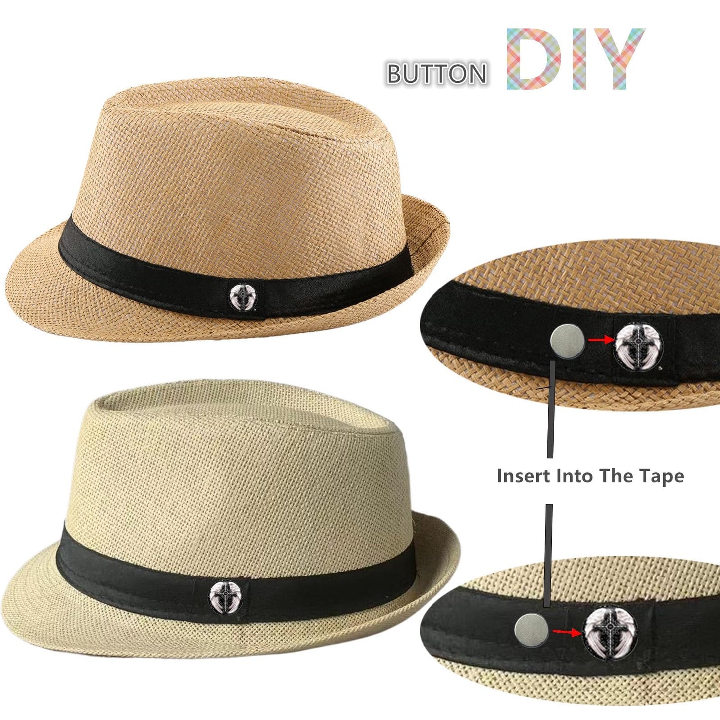 2 Pack Straw Fedora Hats for Men and Women, Short Brim Summer Beach hat, Trilby Panama Sun Hats. (US, Alpha, Medium, Large, Beige/Khaki (Size :M- L))