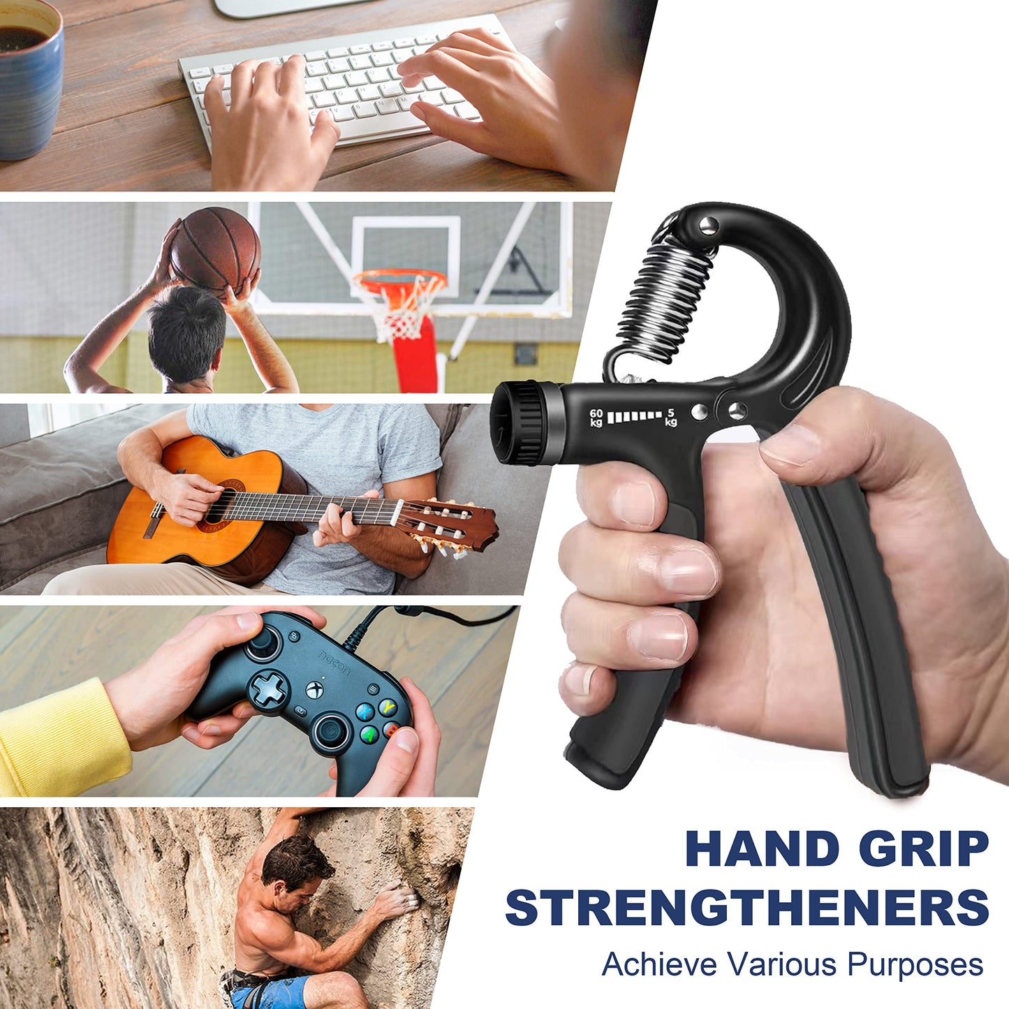 FLYFE Grip Strength Trainer 2 Pack 11-132 lbs, Hand Grip Exerciser Strengthener with Adjustable Resistance, Forearm Strengthener, Hand Exerciser for Muscle Building and Injury Recovery