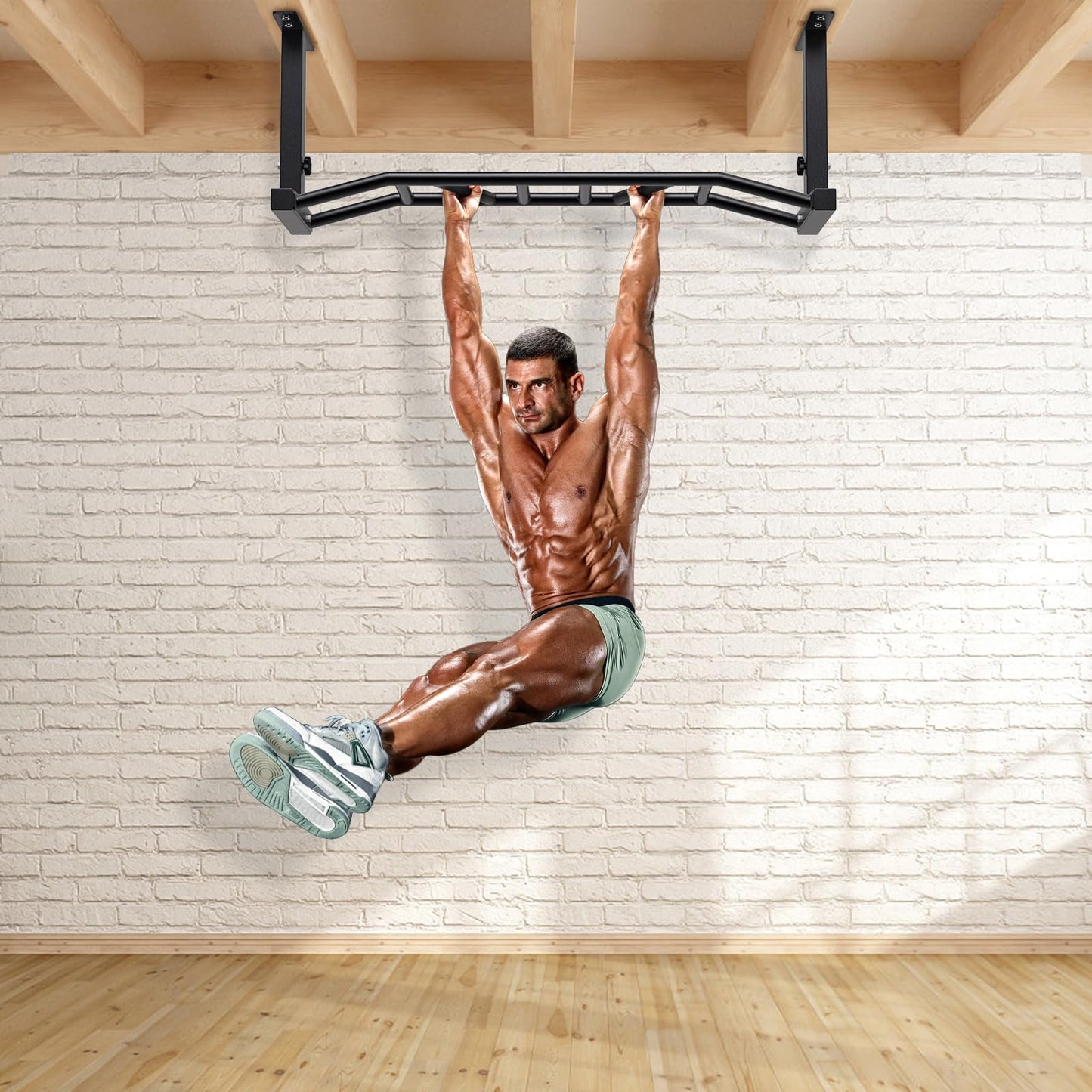 Kipika 48" Ceiling Mounted Pull Up Bar, Heavy Duty Multi-Grip Chin Up Bar,Mounted Pull Up Bar,Height Adjustable, Ideal for Home Gym and Strength Training
