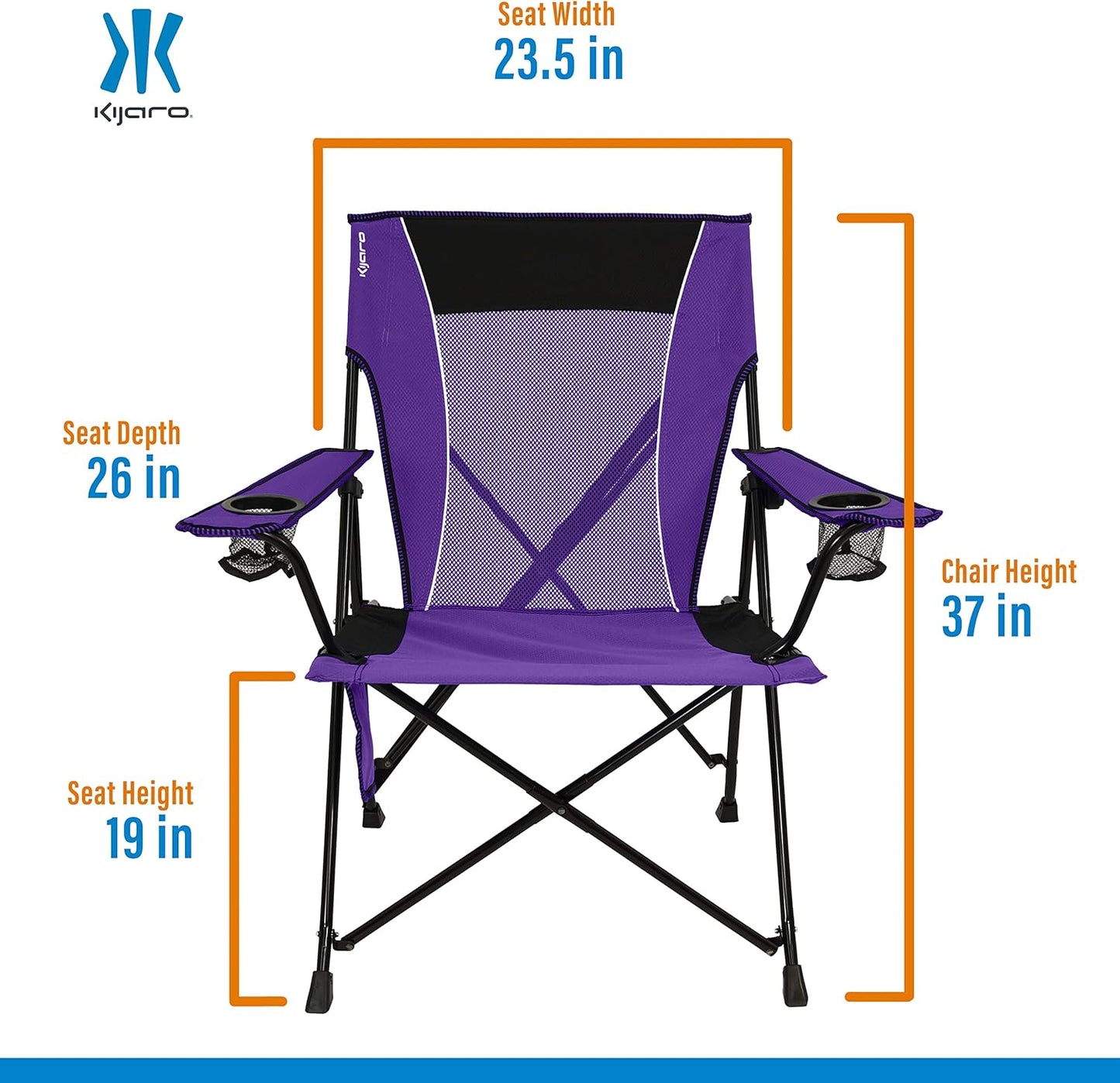 Kijaro Portable Camping Chairs - Enjoy the Outdoors with a Versatile Folding Sports Chair for Outdoor & Lawn - Dual Lock Feature Locks Position – Hallet Peak Gray