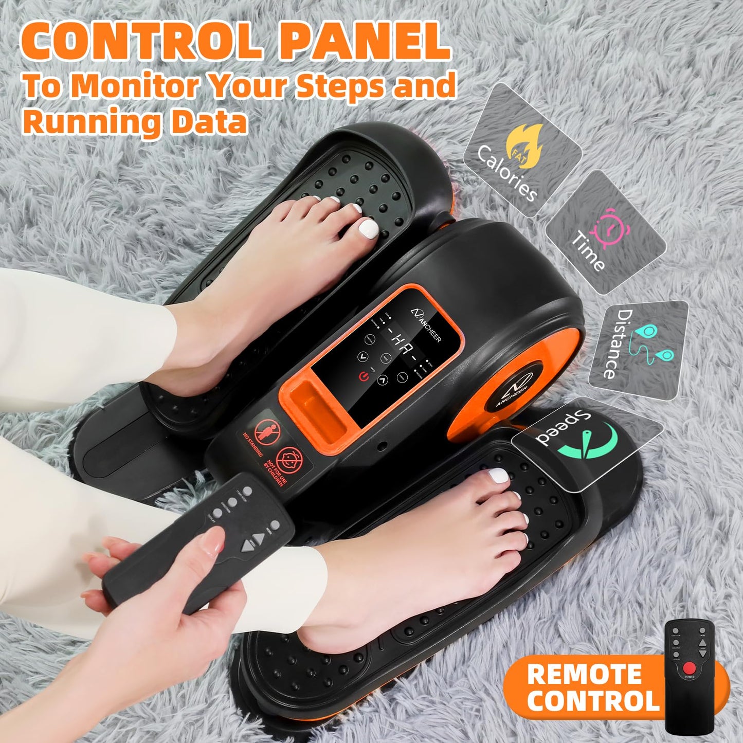 ANCHEER Under Desk Elliptical Machine, Foot Exerciser While Sitting , Ellipse Leg Exerciser for Seniors with 12 Adjustable Speeds, Exercise Equipment for Home,Orange