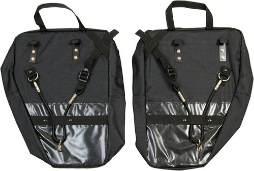 Bushwhacker Moab Black Bicycle Pannier Bags with Reflective Trim – Sold as Pair for Rear or Front Bike Rack – Ideal for Cycling, Grocery Storage, and Commuting Accessories