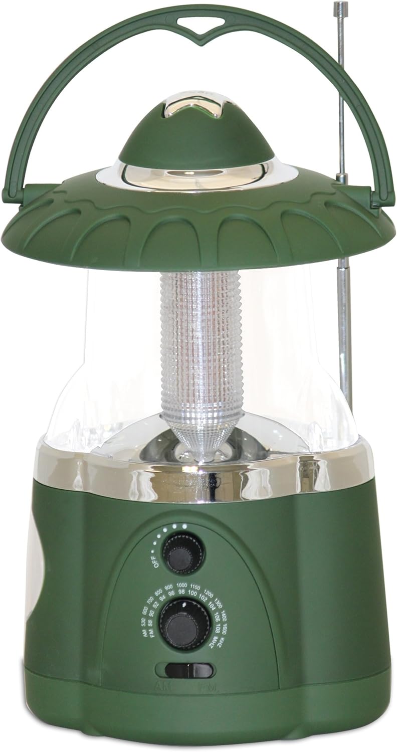 190485 12-LED Lantern with 4-LED Flashlight & AM/FM Radio (Green)