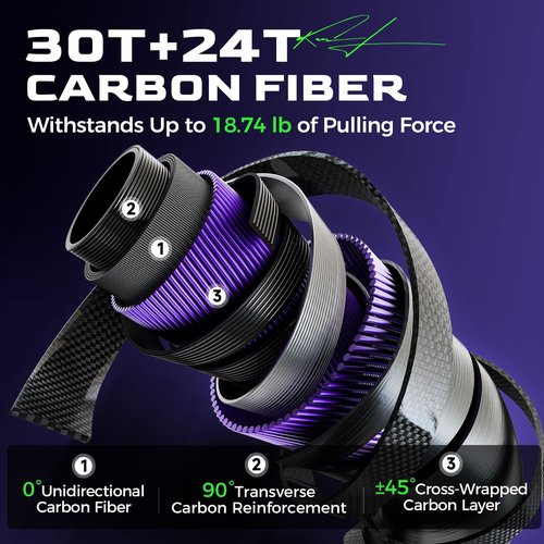 HANDING M1 Musky Fishing Rod 7'6'' Heavy Casting Rod with Fast Action 30T+24T Carbon Fiber SEAGUIDE RA Guide Rings for Northern Pike Catfish Striped Bass Snook