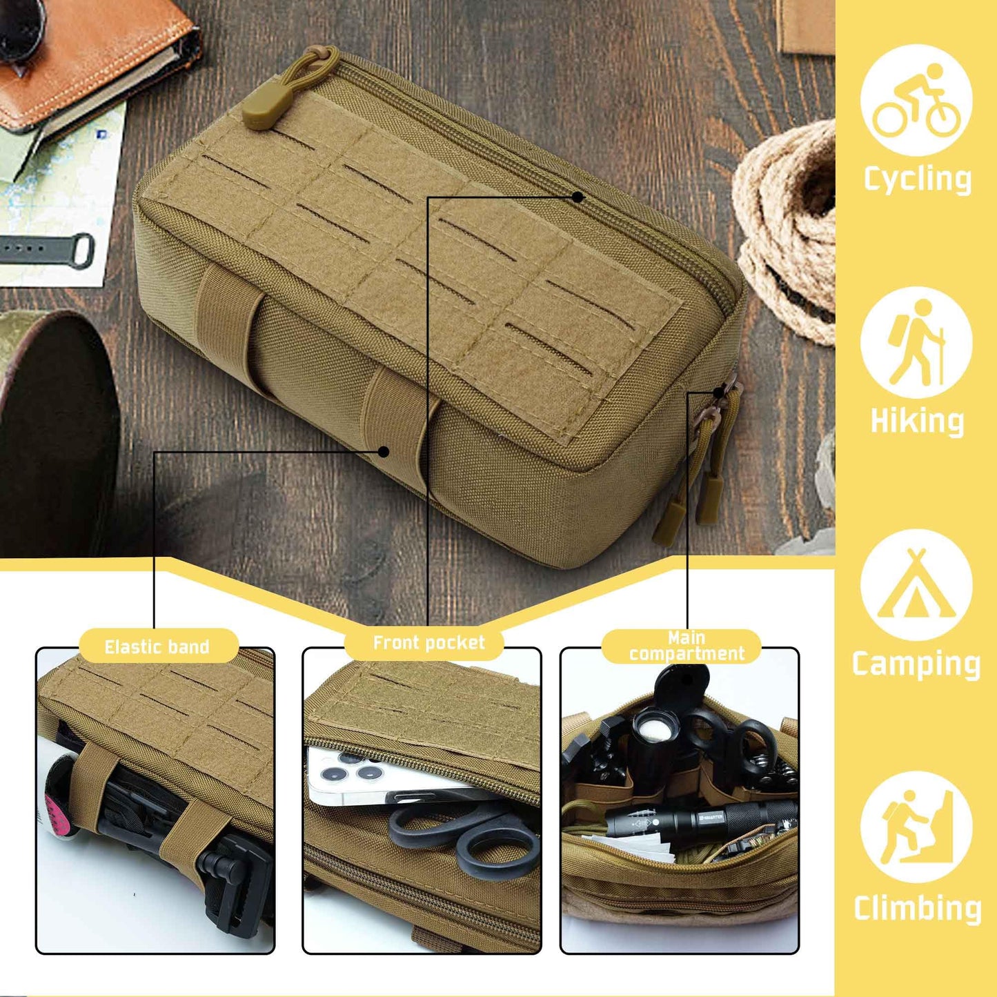 2 Pack Molle Pouches - Tactical Compact Water-Resistant Utility Admin Pouch for Vest Backpack Duty Belt Tactical Vests