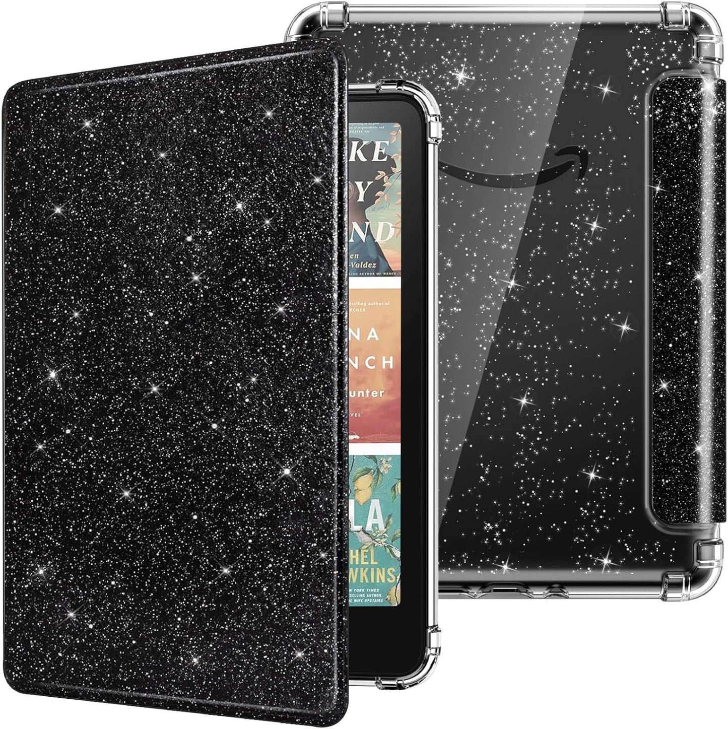 MoKo Case for All-New 7" Kindle Paperwhite 2024 12th Gen&Kindle Colorsoft Signature Edition 2024,Ultra Clear Soft Flexible Glitter TPU Back Cover Light Shell with Auto Wake/Sleep, Glitter Purple