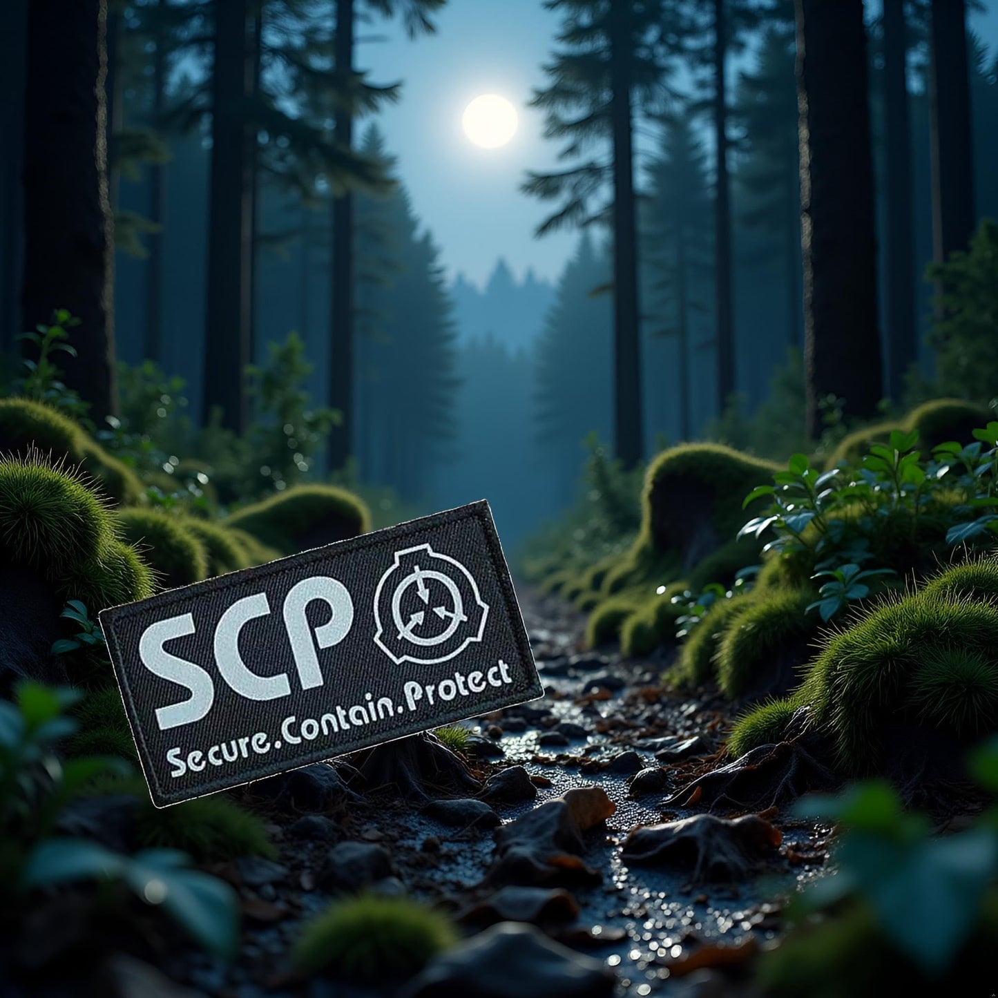 1Pc Black SCP Foundation Special Containment Procedures Foundation Logo Military Hook Loop Tactics Morale Luminous Patch Tactical Bag Accessories,Tactical and Personal Defense