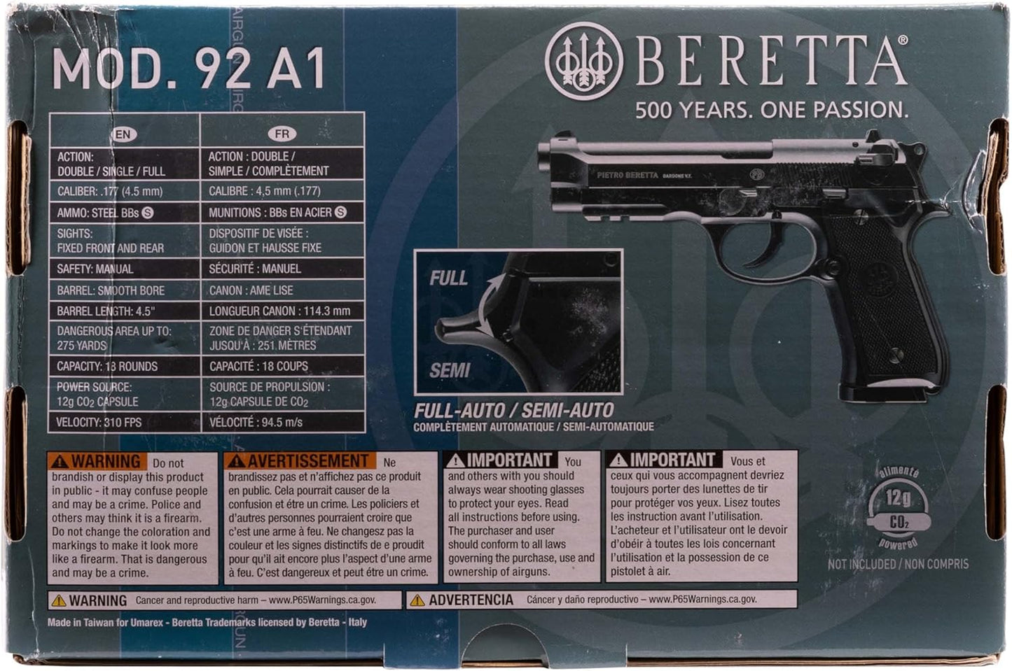 Umarex Beretta M92 A1 Blowback Full-Auto .177 Caliber BB Gun Air Pistol