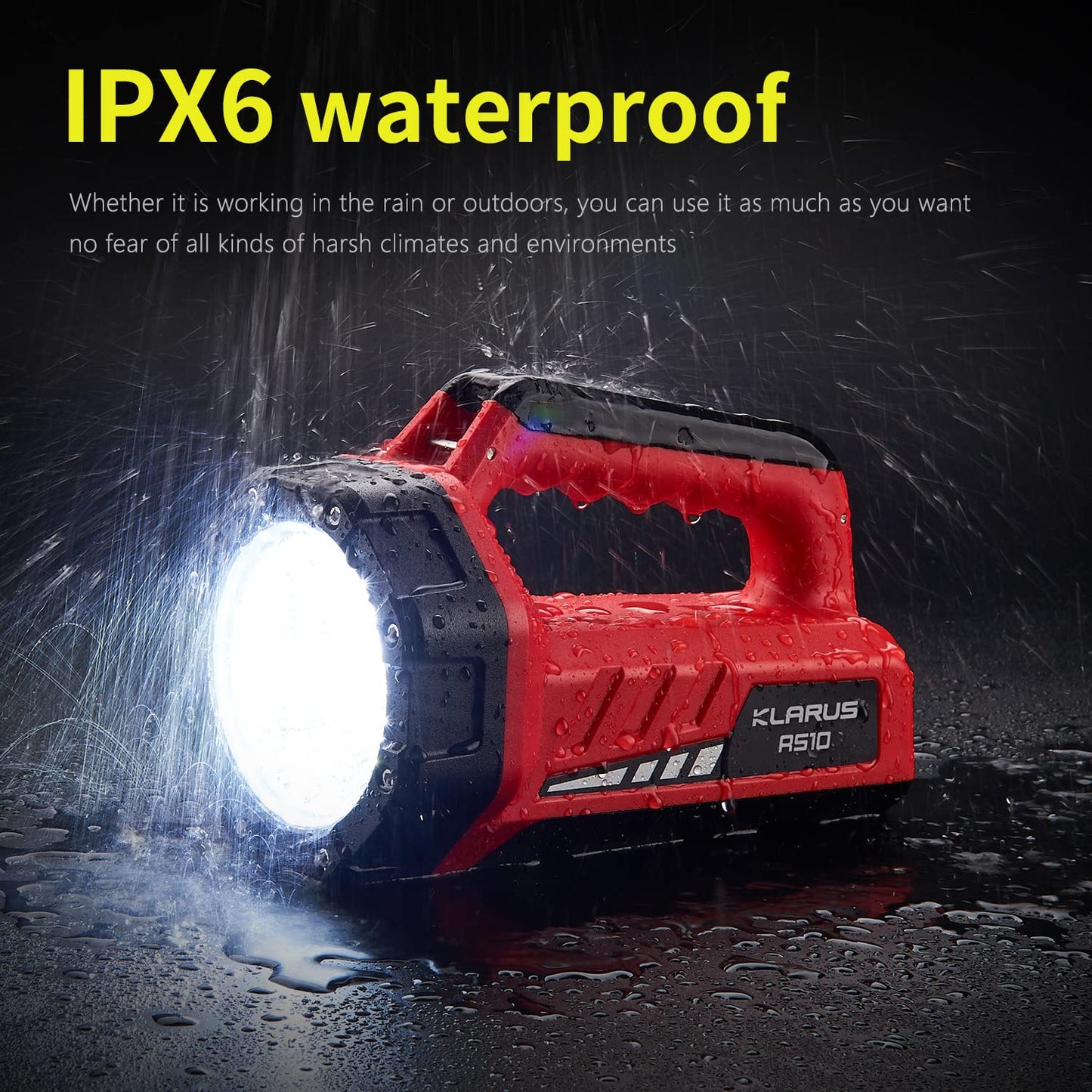 klarus RS10 Big Rechargeable Spotlight: 8000mAh Large Capacity, with Red Flood Mode, Flashlight Lantern Combo, Waterproof Heavy Duty LED Light for Camping, Power Outages and Emergencies
