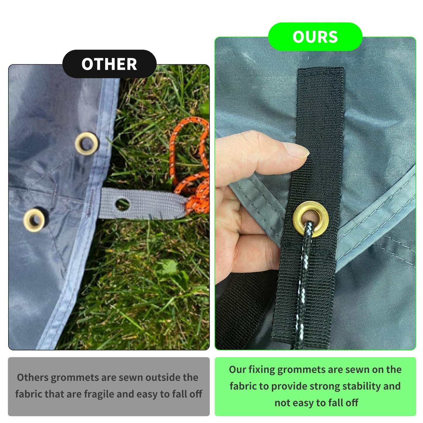 Joramoy Hammock Rain Fly 10Ć10FT - Waterproof Camping Tarp Portable Tent Tarp Premium Backpacking Tarp Sheleter with UV Protection Layer for Camping Hiking Outdoor(Gray)