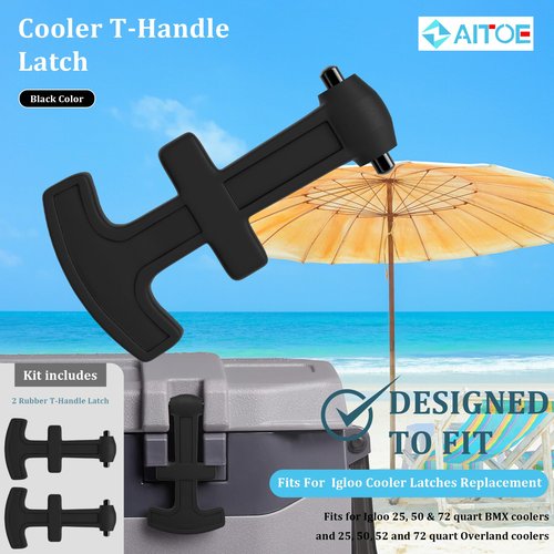 ZAITOE 2 Pack - Cooler T-Handle Latch with Hinge Pin Compatible with 25/50/ 72 Qt Ig-loo BMX/Overland Coolers Latches Replacement (Not Fit IMX Cooler)