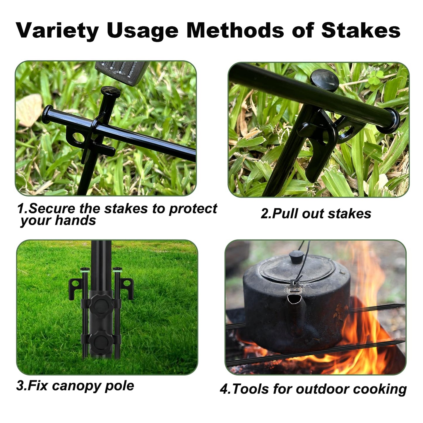 20Pcs Tent Stakes, 16in Heavy Duty Tent Stakes, Dia 0.35" Forged Steel Stakes Heavy Duty for Tent Used on Rocks, Grassland, Snowfield(20Pcs 16in Stakes)